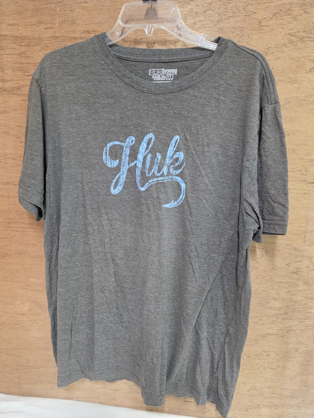 Huk Gray Short-Sleeve T-Shirt with Blue Script Logo